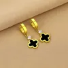 Popular Clover Charm Earring Gold Stainless Steel Huggie Earrings