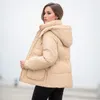 Dameswolmix parka met capuchon Winterjassen voor dames Koreaanse stijl Casual opstaande kraag TailleCinching Verdikte warme jas Sneeuwkleding Uitloper 230905