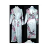 Indumenti da notte da donna Abito da donna in seta tinta unita Royan Pigiama in raso Lingerie Kimono Abito da bagno Pjs Camicia da notte 17 colori3699 Drop Delive Dhvnd