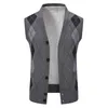 メンズベスト濃厚なフリース高品質の男性の袖なしCardigan編みベストジャケットの基本的な秋のヴィンテージカジュアル230904