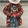 Herrtröjor Fashion Casual Plaid Knit Cardigan Långt passande överdimensionerad tröja Ytterkläder för män