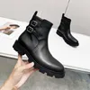 Margaret Chelsea Boot i kalvskinn Autumn/Winter Top Layer Glossy Cowhide stövlar Förhöjande knappstövlar Utomhus Casual Women Black Khaki Wine Red Matte Brown