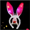 Other Festive Party Supplies Light Flashing Led Plush Fluffy Bunny Rabbit Ears Headband Tail Tie Costume Accessory Cosplay Woman G Dhsu8