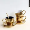 Koppar tefat espresso keramik kopp och tefat latte elegant kaffe estetik gyllene keramik tasse eftermiddag te set yy50cs