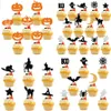 Other Event Party Supplies Halloween Cake Decorations Pumpkin Bat Witch BOO Ghost Toppers Kids Cupcake Topper Tirck Or Treat Dessert Decor 230905