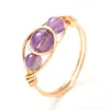 Wire Wrap Naturstein Perlenringe Amethyst Aventurin Rosenquarz Ring für Damen Schmuck