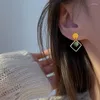 Boucles d'oreilles coréennes d'été en perles carrées pour femmes, bijoux élégants Pendientes Brincos EH067