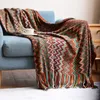 Filtar bohemiska filt soffa täcker geometrisk stickad slipcover för soffa stol säng rutig boho dekorativ filt cobertor manta deken 230904