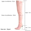 Mesdames Patent Cuir Over the Knee Boots High Heel Sexy Sexy High Boot Nouveau grand tailles Stiletto Bottes de femmes Botas Mujer pour filles Party Shoes 35-43