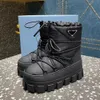 Topkwaliteit nylon plaque enkellaarzen Explosieve damesschoenen met dikke bodem Katoenen schoenen Waterdichte snowboots Muffin Bottom Ins Space Boots