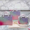 2023 nuova borsa di lusso multicolore borsa da donna con stampa lettera borse a tracolla moda borsa tote sfumata borse a tracolla in pelle di lusso di alta qualità borsa 220526