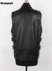 Skóra męska Faux Mauroicardi Autumn Black Motorcycle Vest Men Men Pockets Pockets Plus Size Biker Tleeless Kurtka 4xl 5xl 230904