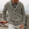 Camisolas masculinas de lapela de peito único elegante cardigan moda botão fechamento jaqueta de malha para outono inverno a