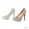 SS002 en Stock chaussures de mariage argentées brillantes hauteur 12 14 16 cm cristaux perles pompes talons hauts chaussures de mariée 297r