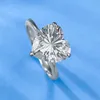 Lovers Heart Lab Moissanit-Diamantring, 100 % echtes 925er-Sterlingsilber, Party-Hochzeitsband-Ringe für Damen und Herren, Verlobungsschmuck