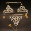 Navel Bell Button Rings Groothandel Sexy Chain Body Lingerie Set Hart Lichaam Sieraden voor Vrouwen Mode Bikini Ondergoed Bling Crystal Bh String 230905