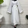 Ethnische Kleidung Eid Ramadan Abaya Kleid Frauen Muslimische Spitze Stickerei Gürtel Lange Robe Arabisch Kaftan Dubai Modest Türkei Vestidos