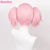 Cosplay perukları kaname madoka peruk anime puella Magi Madoka Magica cosplay peruk pembe kısa 30 cm çift at kuyruğu peruk ısıya dayanıklı saç cadılar bayramı 230904