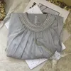 2023 Summer Gray Solid Color Dress Sleeveless Round Neck RhinestoneKnee-Length Casual Dresses S3S01M093