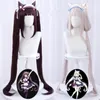 Cosplay Perücken Anime 100 cm NEKOPARA Chocolat Chocola Lange Pferdeschwänze Braun Vanille Kawaii Rosa Hitzebeständiges Haar Cosplay Perücke 230904