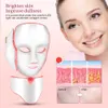 Dispositivos de cuidados de rosto Máscara LED com cuidados com a pele do pescoço 7 cores Máscara de rosto Tratamento de beleza Anti acne Terapia Whitening Korean Led Spa Máscara 230904