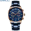 CWP 2021 Crrju Business Men Regarder la mode Blue Chronographe Stianless Steelwatch Horloge imperméable décontractée Relogie Masculi312T