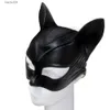 Masques de fête Sexy Chat Femme Selina Kyle Latex Masque Super-Héros Film Cosplay Costume Halloween Masques De Fête T230905