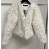 Женское пальто из искусственного меха, весеннее модное пальто, женское корейское теплое пальто с перьями, свободное короткое пальто, женская вечерние элегантные наряды 230904
