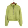 Scuba-hoodie met halve rits en opstaande kraag Lu-43 Damesyoga-sportjas Herfstfleece dikke jas met zaksweatshirts