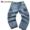 Holyrising Calças Jeans Masculinas Calças Jeans Casuais de Algodão Calças Jeans Carga Multi Bolso Homens Moda Calças Jeans Tamanho Grande 18665-5 2011282463