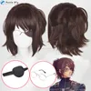 Cosplay Wigs 35cm Hange Zoe Cosplay Attack on Titan Final Season 4 Hange Zoe Wig Dark Brown Hair Eye Mask Heat Resistant Anime Wigs Wig Cap 230904