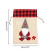 Decorações de Natal Gnome Gift Bag Red Plaid Burlap Plush Beard Wrapping Supplies 230905