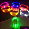 Partybevorzugungen Sile Soundgesteuertes LED-Lichtarmband Aktiviertes Glühen Flash Armreif Armband Geschenk Halloween Weihnachten Drop Delive Dh0Sx