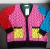 Maglioni colorati con motivo patchwork Lettera di moda Maglione cardigan jacquard Personalità autunnale Designer Ragazze Cappotti Cardigan lavorato a maglia di lana Manica lunga