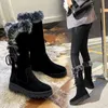 Botas de neve de cabelo de coelho 2023 moda feminina inverno casual sapatos de algodão quente com sola grossa de veludo confortável antiderrapante