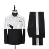 남자 양복 블레이저 2022 독특한 디자인 흰색 패턴 의상 homme mens 2 pcs 신랑들 웨딩 턱시도 Tuxedos Terno Masculino Sli2824