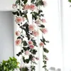 1/8M Fleurs Artificielles Australie Vigne Soie Rose Rose Blanc Rouge Floral pour Décoration De Mariage Vignes Suspendues Guirlande Décor À La Maison250R