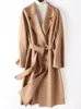 Womens Wool Blends Lanmrem Spring och Winter DoubleDed Cashmere Coat Long DoubleBreasted Fashion Solid for Female 2A466 230904