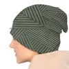 Berets Olive Green Line Work On Textured Cloth-Abstract Geometric Pattern Beanies Knit Hat Grass Khaki Art Mudcloth