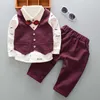 Manteau en duvet printemps automne enfant en bas âge bébé garçons gentleman costume de mariage chemise en coton + gilets + pantalons vêtements formels pour enfants ensemble années R230905