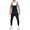 Mäns jeans rippade jumpsuits streetwear nödställda denim Bib overaller för man mode suspender byxor size240o