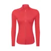 Designer-Damen-Fitness-Yoga-Outfit, Sportjacke, Stehkragen, halber Reißverschluss, langärmlig, eng anliegendes Yoga-Shirt, Fitnessstudio, Daumen, athletischer Mantel, Fitnessstudio-Kleidung LU-Z18031