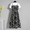 Basic Casual Dresses JMPRS Patchwork Women Midi Dress Large Size Fashion Floral Print Summer A Line Short Sleeve Casual O Neck Elastic Waist Vestidos LST230904