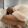 F23 Australia Tatst Snow Boots Designer Womens Mini Boot Platform Cankle Warm Fur Booties Australian Fluffy Fuzz Mule Slippers 2023