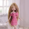 Dockor design bjd docka 16 nana party doll stil kjol mode söt stor båge pu rosa klänning harts leksaker joint utgör 230904