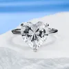 Lovers Heart Lab Moissanite Diamond Ring 100% Real 925 여성용 남성 약혼 보석을위한 스털링 실버 파티 웨딩 밴드 반지