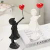 Decorative Objects Figurines Flying Balloon Girl Figurine Banksy Home Decor Modern Art Sculpture Resin Figure Craft Ornament Collectible Statue 230905