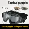 Tactische zonnebril Tactische bril 3 lenzen Winddicht Militair leger Schieten Jachtbril Brillen Outdoor CS War Game Airsoft Paintball-bril 230905