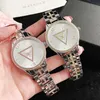 Varumärke Watches Women Lady Girl Diamond Crystal Triangle Style Metal Steel Band Quartz Wrist Watch GS47224A