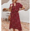 Grundlegende Freizeitkleider Damen Polka Dot Print Kleid Sommer Kurzarm Tunika Vintage Böhmische Kleider Weibliche A-Linie Lose Lässige Strandkleid Vestidos LST230904